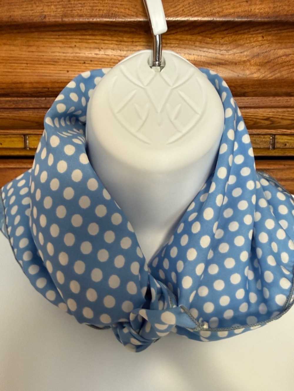 Light Blue Polka Dot Silk Scarf Neck Accessory